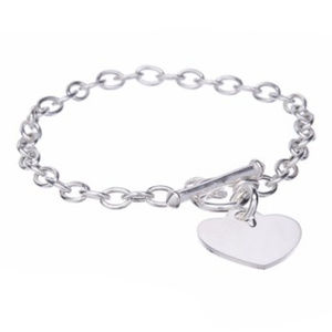 Sevil 925 Sterling Silver Rolo Heart Bracelet NEW